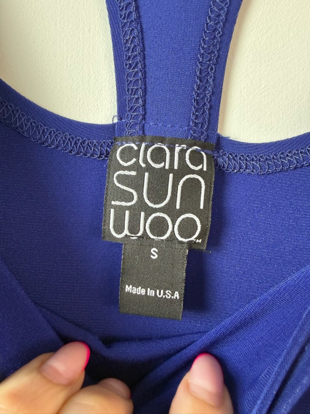 Clara Sun Woo Cut Out Detail Jersey Knit Dress Cobalt Blue S - Picture 2 of 8
